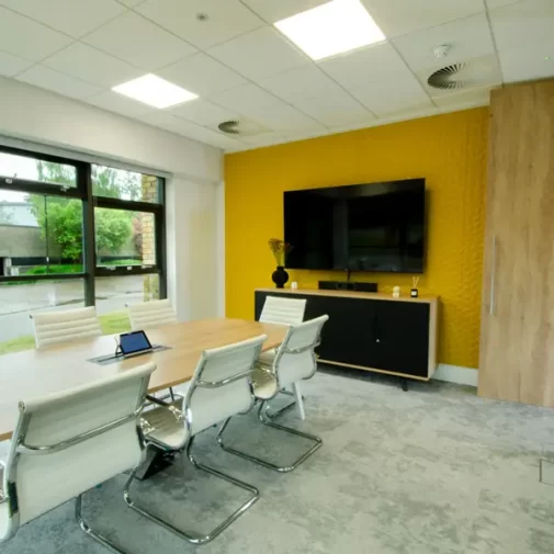 Workspace design includes formal areas for client meetings